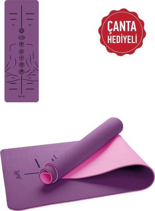 Sembol Hizalamalı 6mm TPE Yoga Matı Pilates Minderi Mürdüm