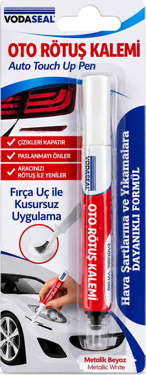 Metalik Beyaz Oto Rötuş Kalemi Fırça Uçlu 5 ml 12'li Paket