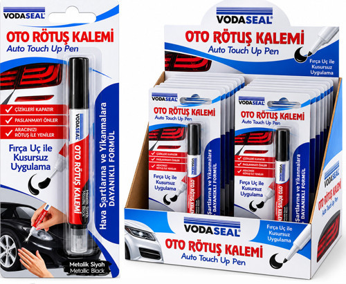 Metalik Siyah Oto Rötuş Kalemi Fırça Uçlu 5 ml 12'li Paket