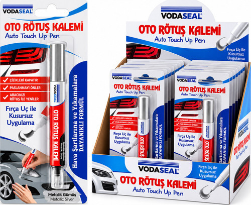 Metalik Gümüş Oto Rötuş Kalemi Fırça Uçlu 5 ml 12'li Paket