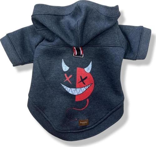 Kedi & Köpek Kıyafeti Ceket & Yelek - Şeytan Baskılı Antrasit Kostüm