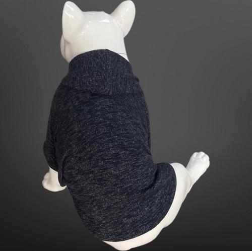 Kedi & Köpek Kıyafeti Sweatshirt - Kırçıllı Lacivert Kapüşonlu Sweatshirt