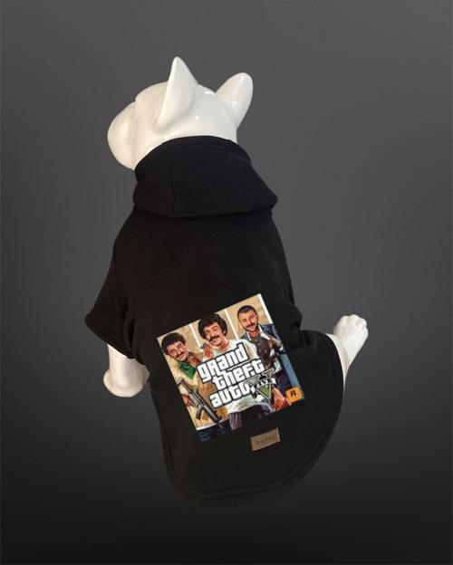 Kedi & Köpek Kıyafeti Sweatshirt - Gta Türk Versiyon Baskılı Siyah Sweatshirt
