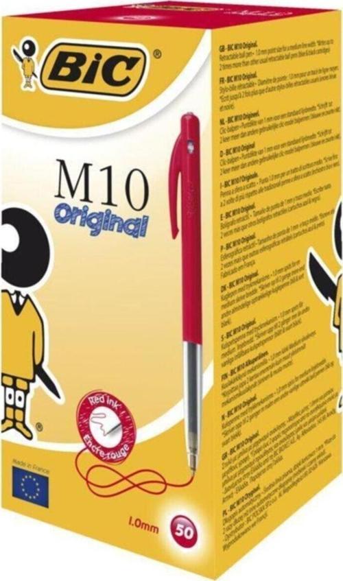 Tükenmez Kalem M10 Basmalı Kırmızı 1199190123 (50 Li Paket)