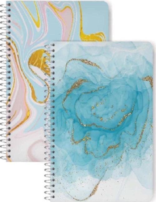 Mermer Seri Spiralli 120 Yaprak Düz Çizgisiz Not Defteri 17X24 Cm MBH01-YHT