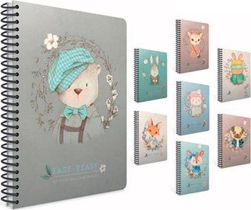 Easy Notes Spiralli Karton Kapak Defter A4 80 Yaprak Kareli 4746 Karışık Renk (2 Li Paket)