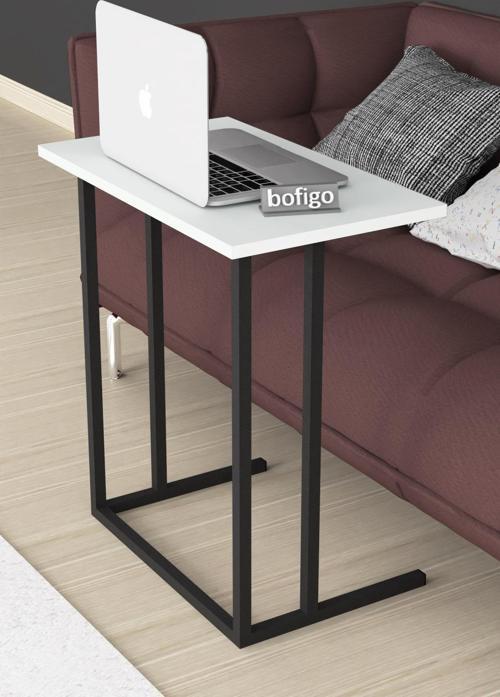 Metal Ayaklı Laptop Sehpası Kahvaltı Masası Çalışma Sehpası Beyaz