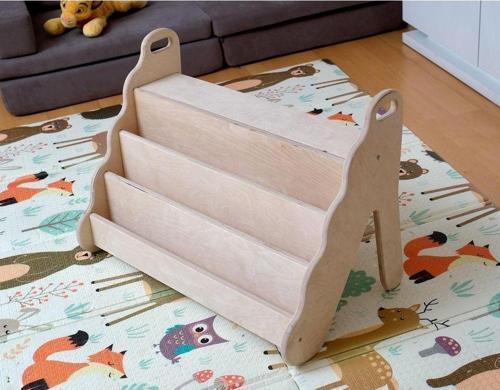 Montessori Ahşap Kitaplık  | Oturulabilir Ahşap Çocuk Kitaplığı | Montessori Orta Boy Ahşap Kitaplık