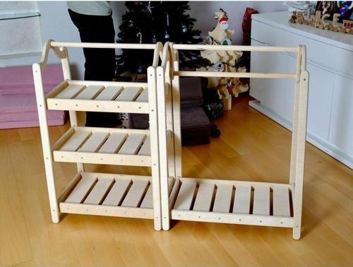 Montessori Çocuk Dolabı | Askı Ve Raf Dolap | Açık Elbise Dolabı Gardrop Seti | Ahşap Çocuk Dolabı