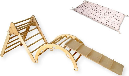 Montessori Tırmanma Seti | Orta Üçgen + Küçük Kemer + Merdiven Rampa Ve Yıldız Yastık | Tam Set