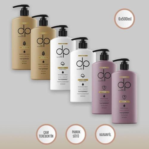 6 Çeşit Şampuan Seti Pamuk - Çam - Karanfil 500 Ml