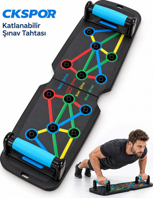 Katlanabilir Renk Kodlu Şınav Tahtası Push Up Board Üst Vücut Antrenman Aleti