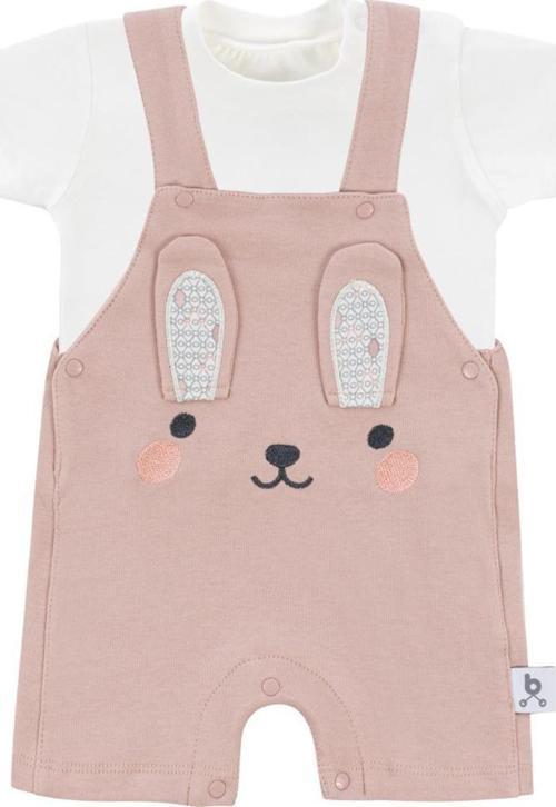 Hero Kısa Kol Bebek T-Shirt & Nakışlı Salopet Seti Bunny