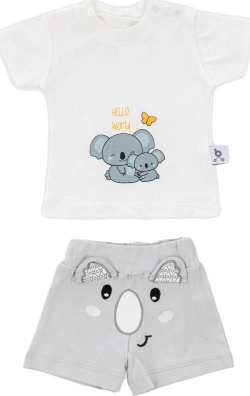 Hero Kısa Kol Desenli Bebek T-Shirt & Nakışlı Şort Seti Koala
