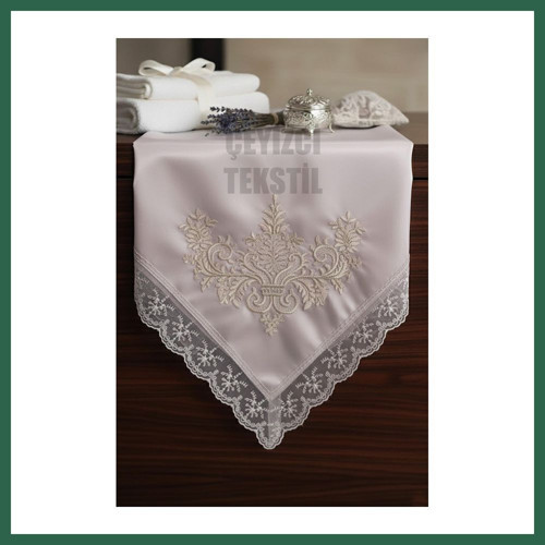 VINTESSY Fransız Güpürlü Işlemeli, Çeyizlik Saten Lüks Bohça, Nişan Bohçası BZS01