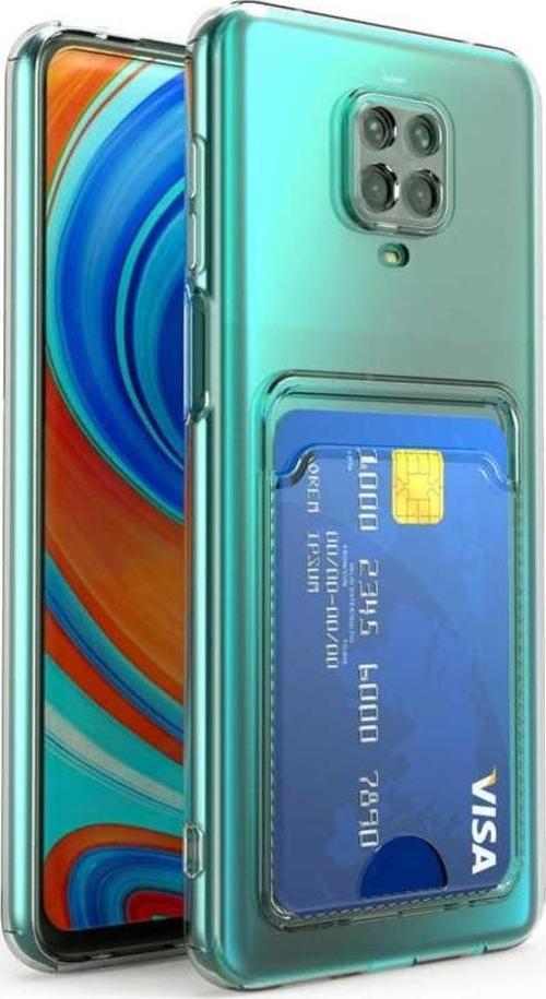 Xiaomi Redmi Note 9S Kılıf Kartlıklı Şeffaf Zore Setra Clear Silikon Kapak