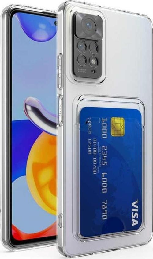 Xiaomi Redmi Note 11 Global Kılıf Kartlıklı Şeffaf Zore Setra Clear Silikon Kapak
