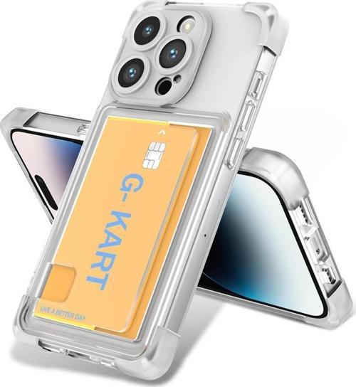 Apple iPhone 14 Pro Max Kılıf Airbag Tasarımlı Şeffaf Kartlıklı Zore G-Kart Kapak
