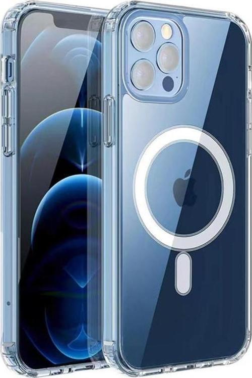 Apple iPhone 11 Pro Max Kılıf Magsafe Şarj Özellikli Şeffaf Sert PC Zore Embos Kapak