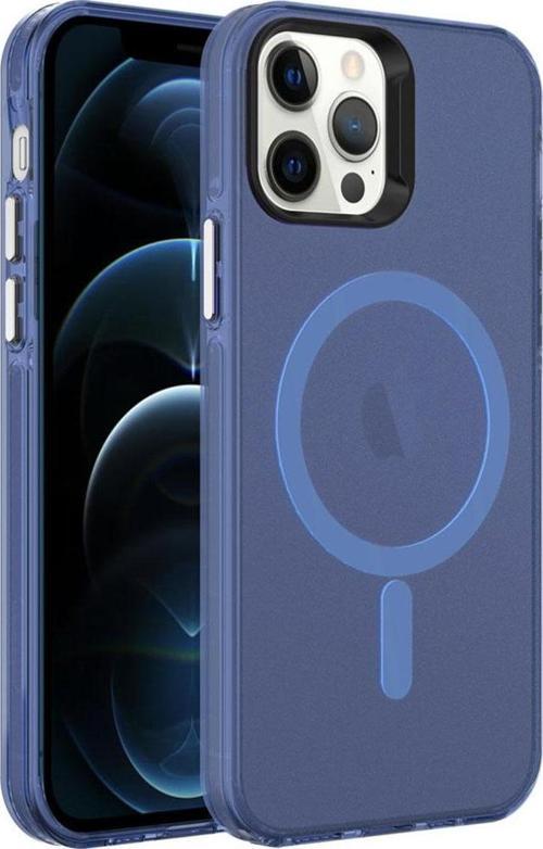 Apple iPhone 12 Pro Max Kılıf Zore Magsafe Şarj Özellikli Buzlu Transparan C-Pro Sert Kapak