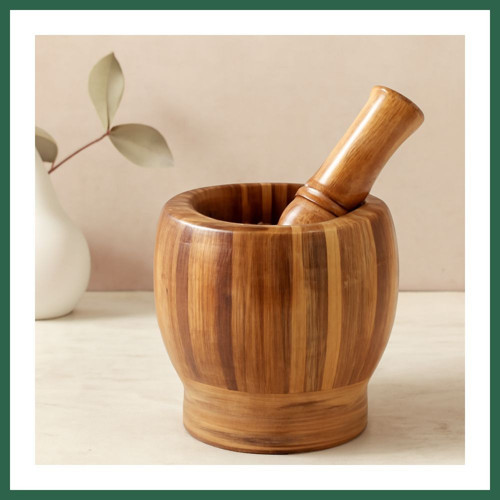 VINTESSY Ahşap Bambu Havan (Sarımsak Dövecek) 8 cm BZS01