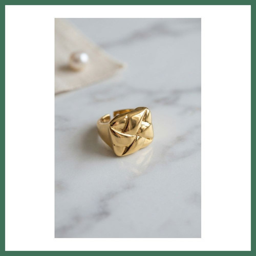 Geometrik Origami Tasarımlı Ayarlanabilir Gold Renk Yüzük BSS