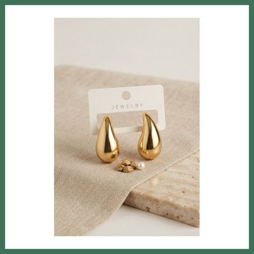 Gold Renk Damla Küpe 30 mm BSS