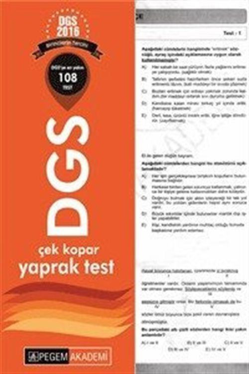 2016 DGS Çek Kopar Yaprak Test