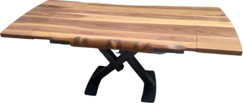 Masa 17916 KÜTÜK DESEN Tk Model X metal ayak Açıl Tabla kütük desen El Yapım