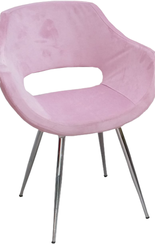 Sandalye 14182 Monaco Metal nikelaj ayak Dökme Sünger Babyfac Pembe Kumaş El Yapı
