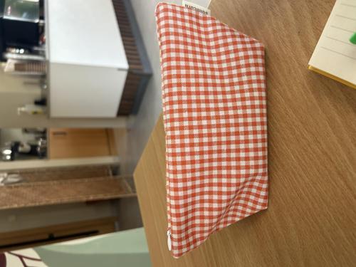 Turuncu Pötikareli Yıkanabilir Fermuarlı Tek Göz Bez Kalemlik Kalem Kutusu Cüzdan Makyaj Çantası