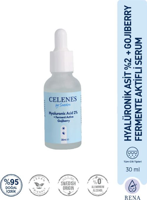 Celenes Yoğun Nemlendirici ve Cilt Yenileyici Rena Hyaluronic Asit Serum - Fermante Aktif Gojiberry 30 ml BBZ
