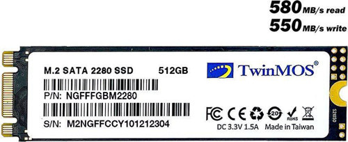 TWINMOS 512 GB M.2 SATA SSD 580/550 (NGFFFGBM2280)