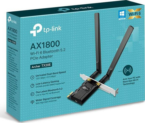 TP-LINK ARCHER TX20E AX1800 WIFI6 BLUETOOTH 5.2 PCIE ADAPTOR
