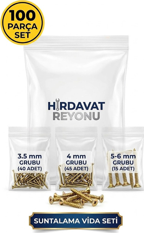 100 Parça Ahşap & Mobilya Sunta Vidası Seti