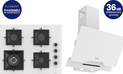 Beyaz 2'li Döküm Izgara Silentart Ankastre Set SC406-WFA+D064-SA 65 CM OCAK