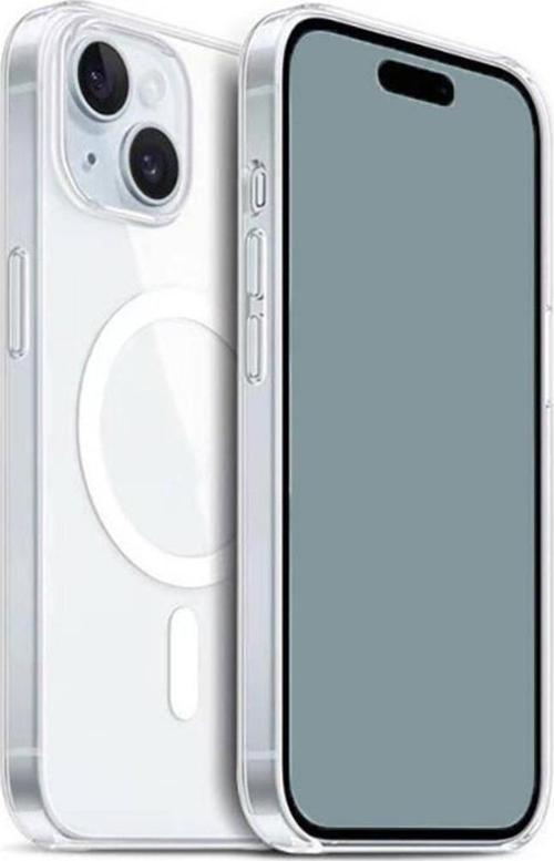 Apple iPhone 15 Plus Kılıf Magsafe Şarj Özellikli Şeffaf Sert PC Zore Embos Kapak
