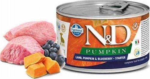 Pumpkin Balkabaklı Kuzulu Yaban Mersinli Mini Starter Küçük Irk Tahılsız Yavru Köpek Konservesi 6 Adet 140 Gr
