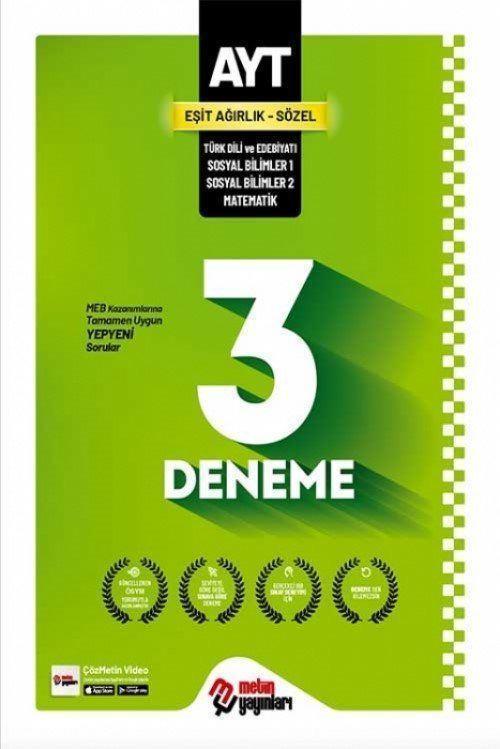 Metin Yayınları AYT Eşit Ağırlık 3'lü Deneme