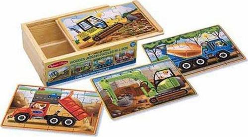 Ahşap 12X4 Yapboz Seti - İnşaat Araçları