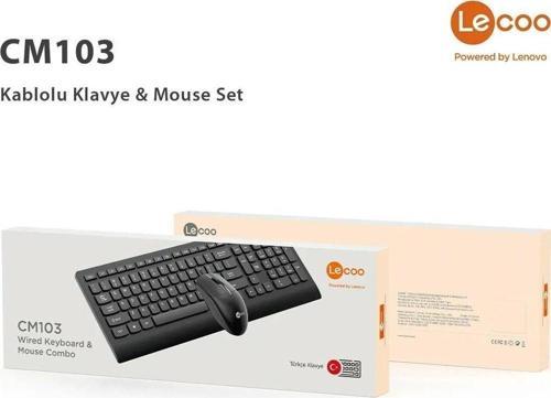 Lenovo Cm103 Usb Kablolu Türkçe Q Klavye & Mouse Set Siyah