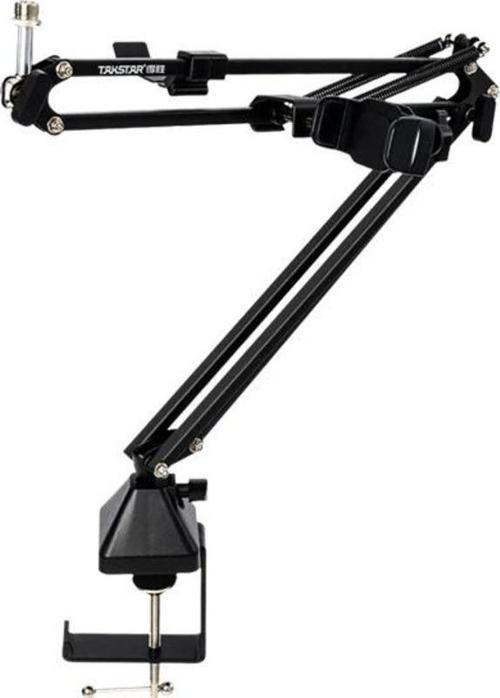 ST-7 Canlı Yayınlar İçin Mikrofon ve Telefon Tutucu Boom Kolu ve Mikrofon Standı (Mic Arm)