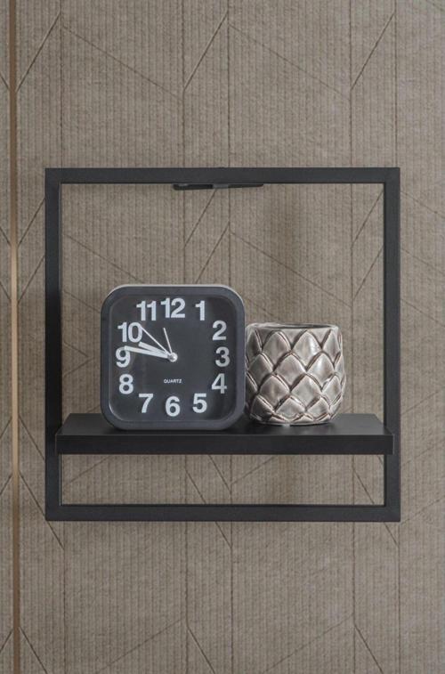 Duvar Rafı, Dekoratif, Siyah, Metal, Kare Raf Black