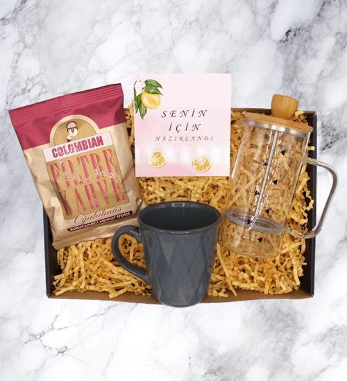 HEDİYE KUTUSU - FRENCH PRESS & FİLTRE KAHVE & KUPA