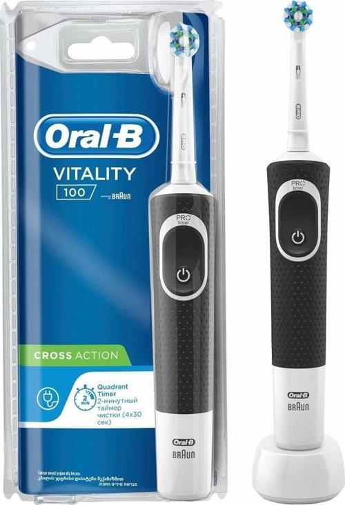 D100 Vitality Cross Action Şarjlı Diş Fırçası - Siyah