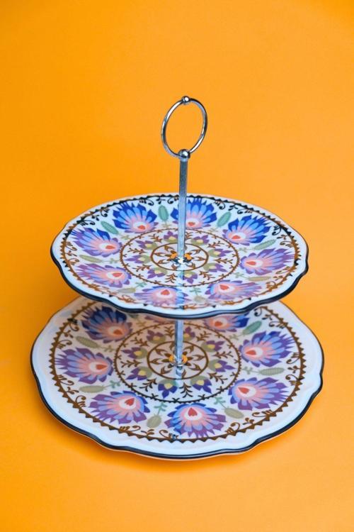 Roys Fulya Porselen Katlı Kurabiyelik Aparatlı ( 21Cm 26Cm )