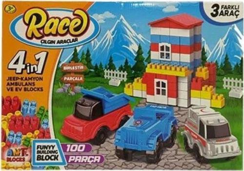 Çılgın Araçlar Ve Ev Seti 100 Parça Yapı Blok Set