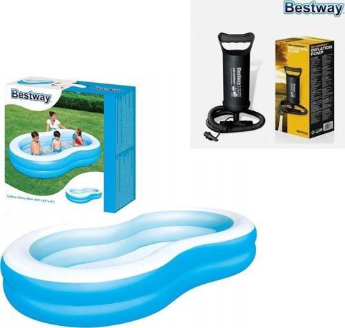 Şişirme POMPALI, Bestway 54117 Jumbo Oval Renkli Aile Havuzu SETİ