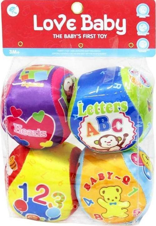 Love Baby 4'lü Yumuşak, Çıngıraklı Eğitici Toplar