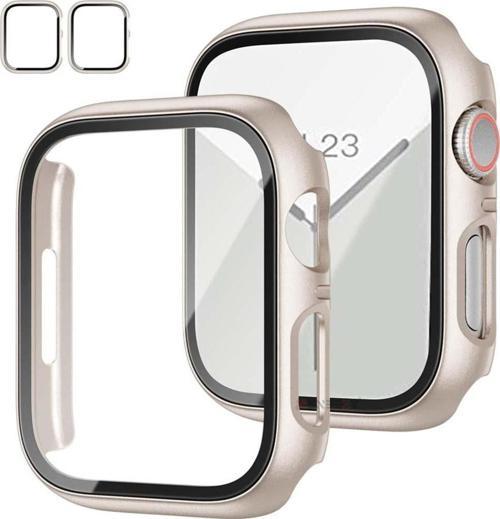 Apple Watch 40MM 4-5-6 SE Seri Uyumlu Starlight 360 Derece Koruma ve Temperli Cam Ekran Koruyucu